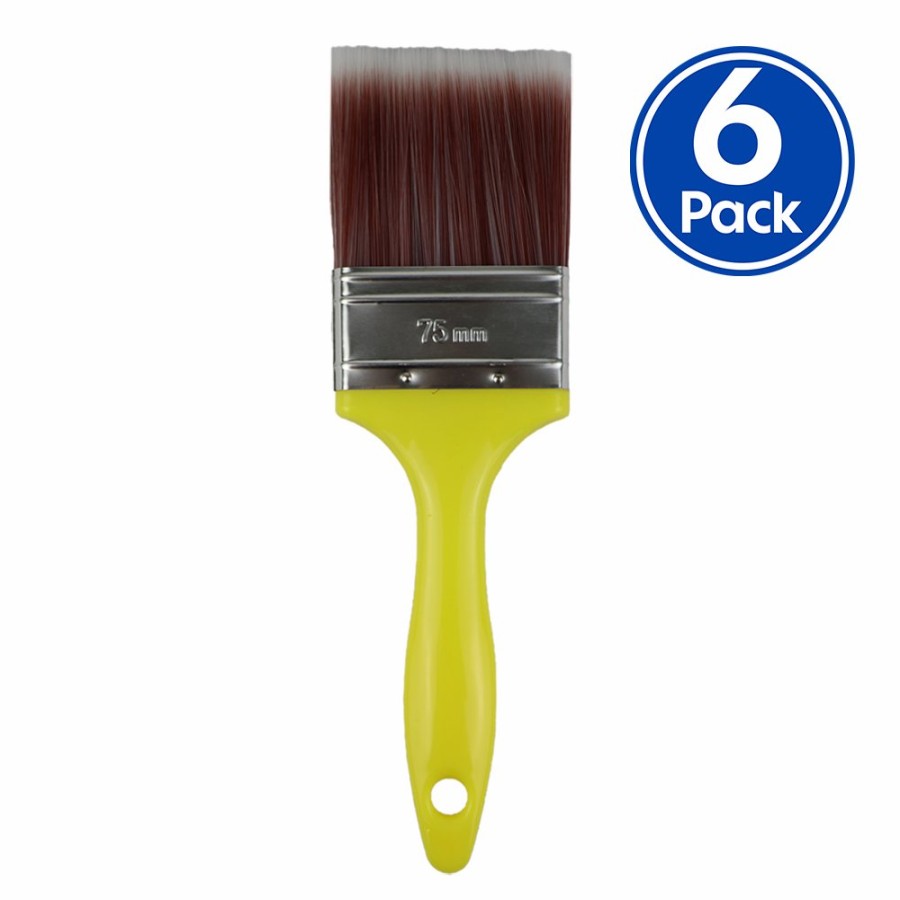 Painting Tools C u0026 A Brushware | C&A Yellow Brush 75Mm X 6 Pack Varnish Paint Interior