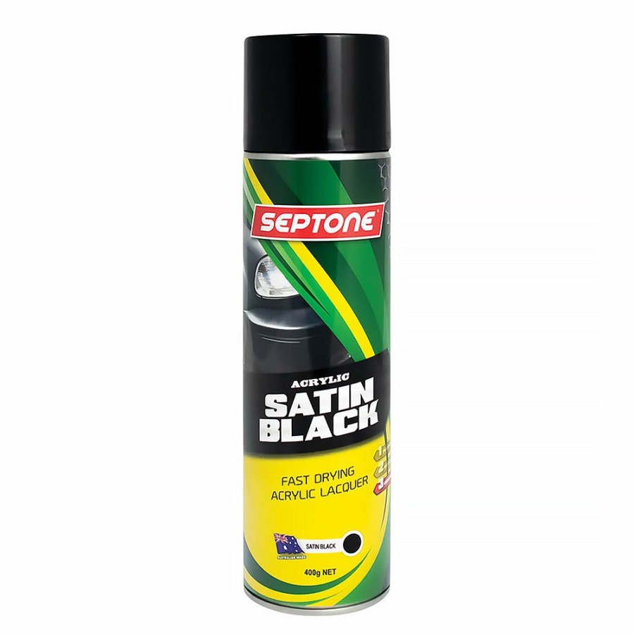 Paint Septone Top Coats | Septone Automotive Acrylic Lacquer Spray Paint 400G Aerosol Satin Black