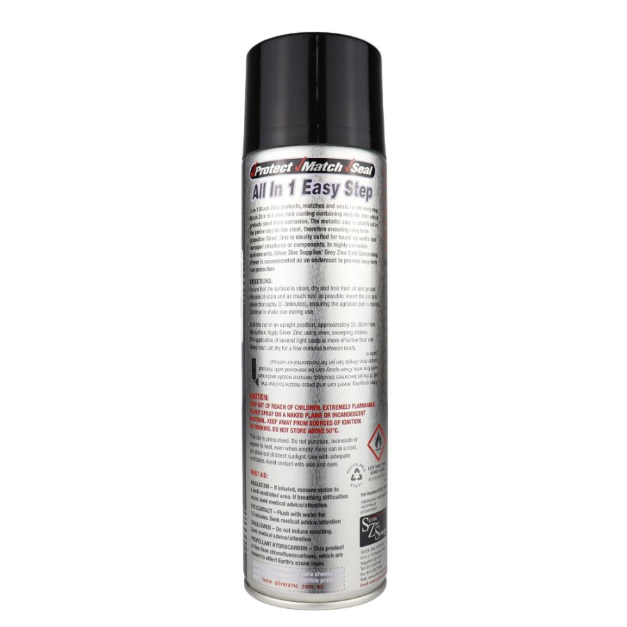 Paint Silver Zinc Supplies Primers | Silver Zinc Supplies 3 In 1 Cold Galvanising Metal Primer Black 400G Aerosol 99% Zinc