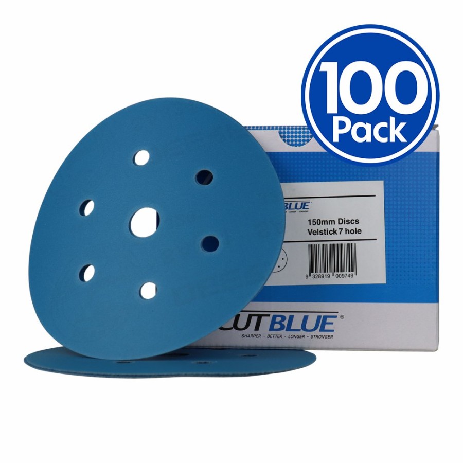 Cutting & Abrasives Revcut Discs | Revcut Blue Sanding Paper Grit P240 150Mm Hook & Loop 7-Hole 100 Discs Sander