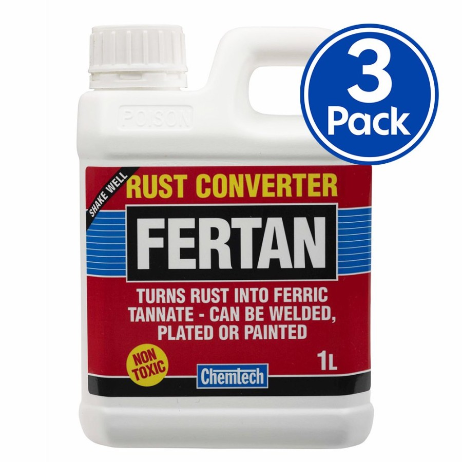 Prep & Repair Chemtech Rust Treatment | Chemtech Fertan Rust Converter 1L Non Toxic X 3 Pack