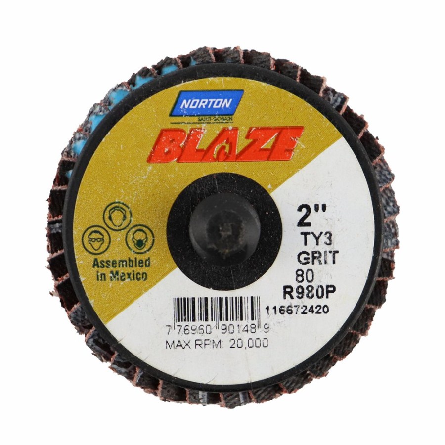 Cutting & Abrasives Norton | Norton Blaze R980P Quick Change Tr Mini Flap 50Mm 80 Grit - 10 Discs