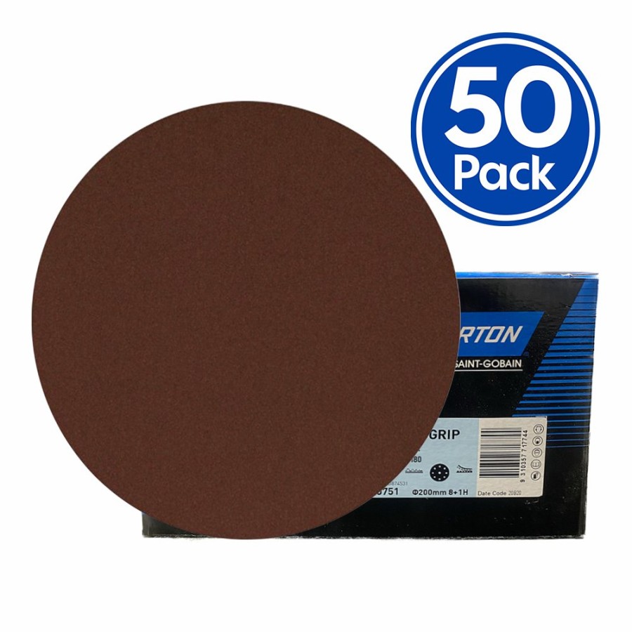 Cutting & Abrasives Norton Discs | Norton Speedgrip Adalox Sandpaper Disc 180Mm Nh P80 X 50 Pack Box 80 Grit