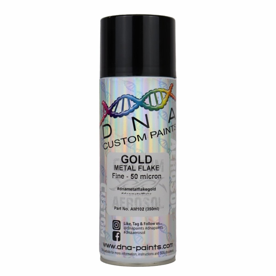 Paint DNA Paints Top Coats | Dna Paints Metal Flake 350Ml Aerosol Gold Fine - 50 Micron