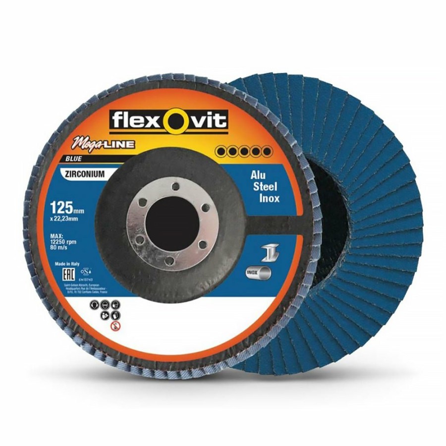 Cutting & Abrasives Flexovit | Flexovit Megaline R828 Sanding Flap Disc 125Mm X 22Mm 40 Grit Zirconia Z40