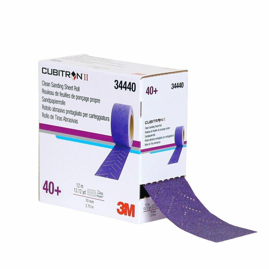 Cutting & Abrasives 3M Rolls | 3M 34440 Hookit Purple Clean Sanding Sheet Roll 40+ Grit Cubitron Ii 70Mm X 8M