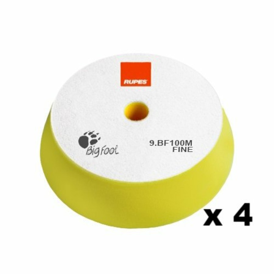 Car Care Rupes Polishing Pads | Rupes Bigfoot 100Mm Yellow Fine Hook & Loop Polishing Pad - 4 Pack Bf100M