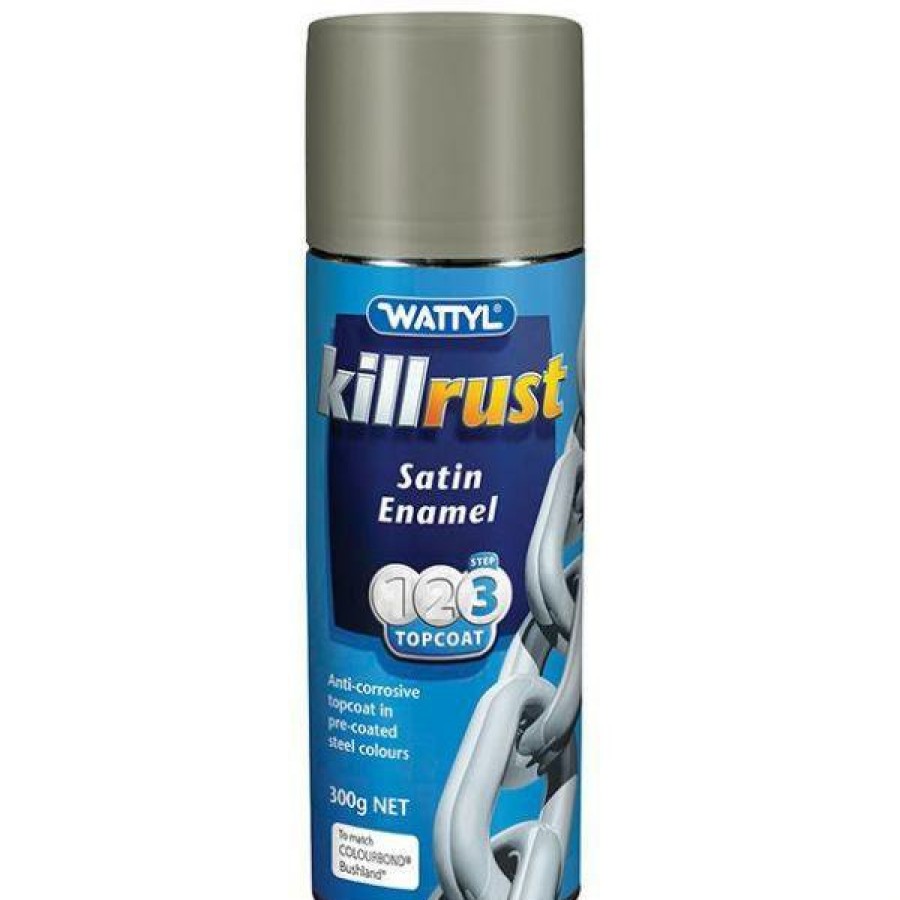 Paint Wattyl Exterior | Killrust Satin Enamel Aerosol Match Colorbond Steel Colour 300G Bushland