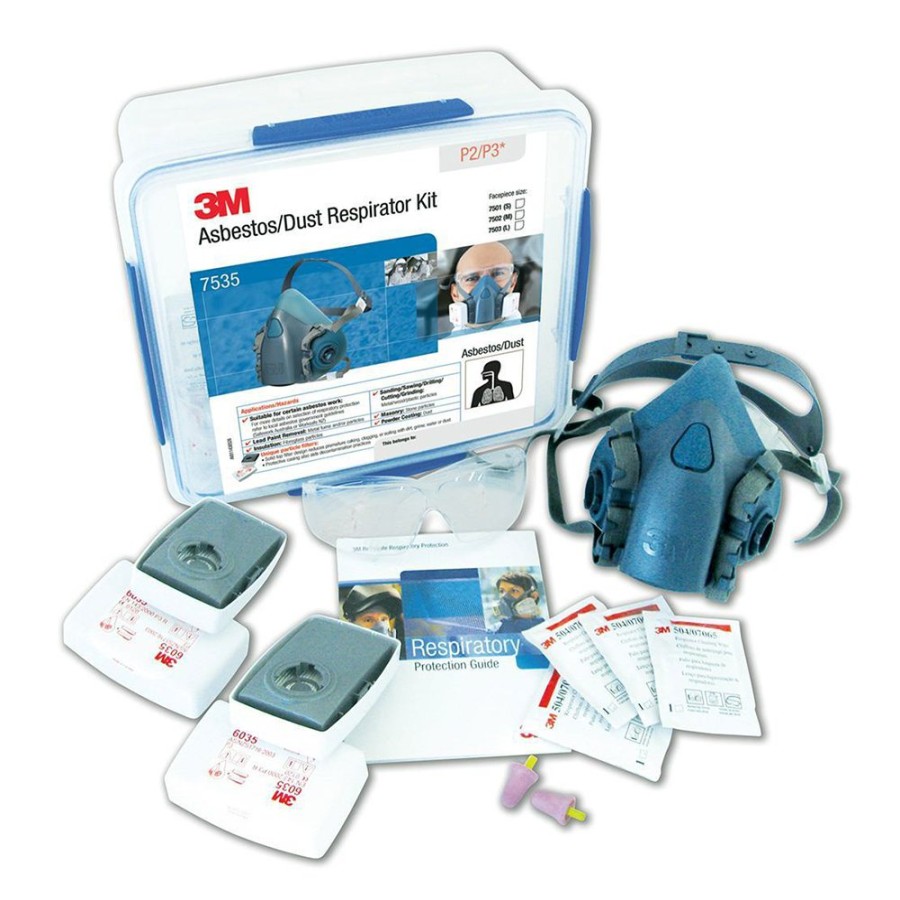 Safety 3M Respirators | 3M Asbestos/Silica/Dust Respirator Kit 7535 P2/P3 7535 Large Half Face