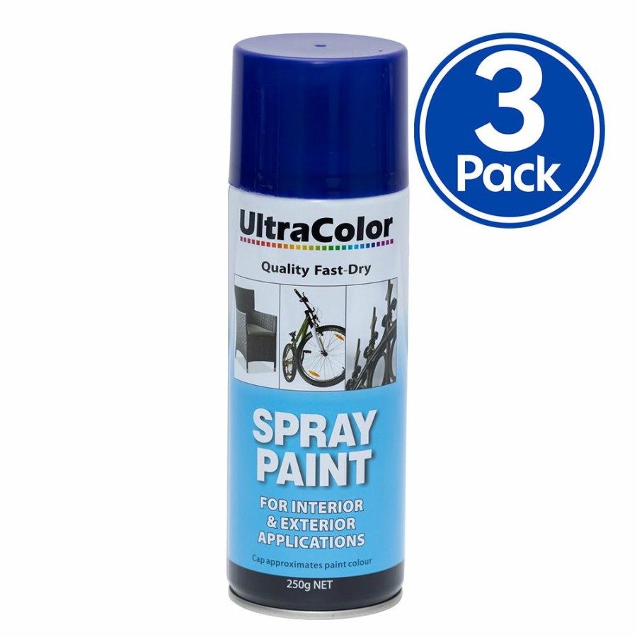 Paint UltraColor Topcoats | Ultracolor Spray Paint Fast Drying Interior Exterior 250G Royal Blue X 3 Cans