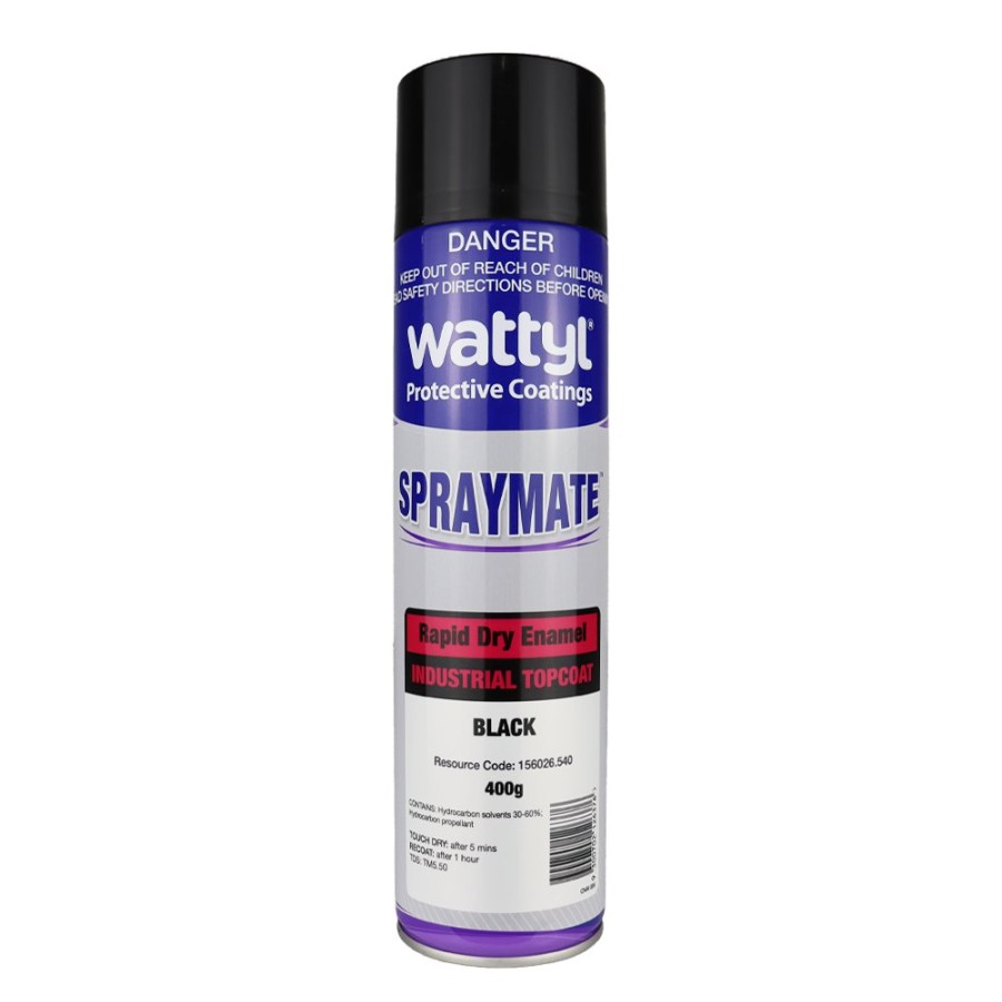 Paint Wattyl Topcoats | Wattyl Spraymate Industrial Quick Dry 1K Enamel Topcoat 400G Aerosol Gloss Black