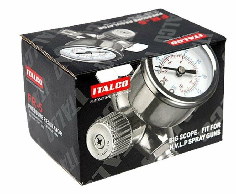 Spray Guns Italco Regulators & Gauges | Italco Fr-5 Premium Inline Air Pressure Regulator Gauge