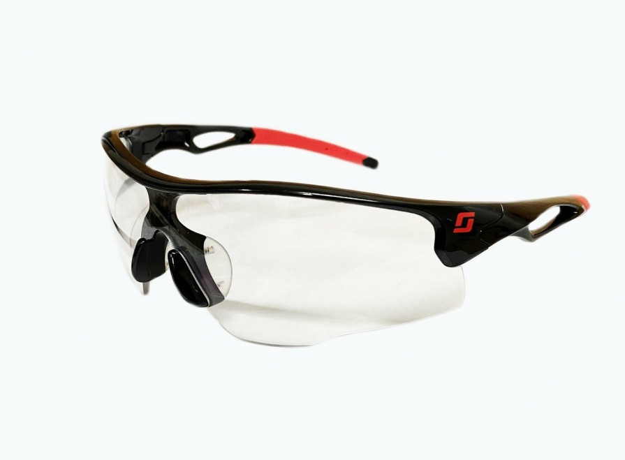 Safety 3M Safety Glasses | 3M Scott Safety S714C Draft Spectacles Black Red Frame With Clear Lens Glasses