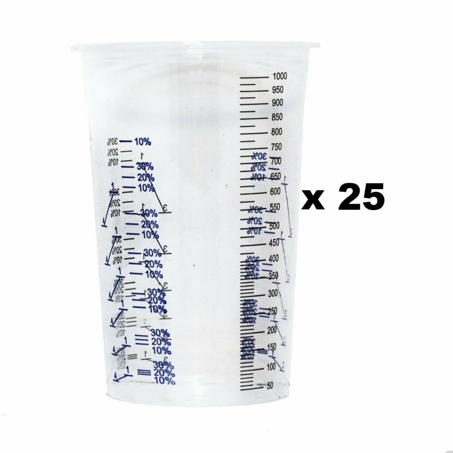 Painting Tools Velocity Measuring Cups | Calibrated Graduated Paint Mixing Cups 1000Ml X 25 Vc1