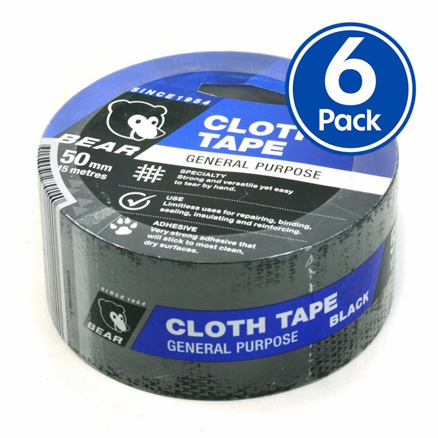 Prep & Repair Norton Cloth Tape | Norton Premium Grade Black Cloth Tape 50Mm X 15M 6 Pack