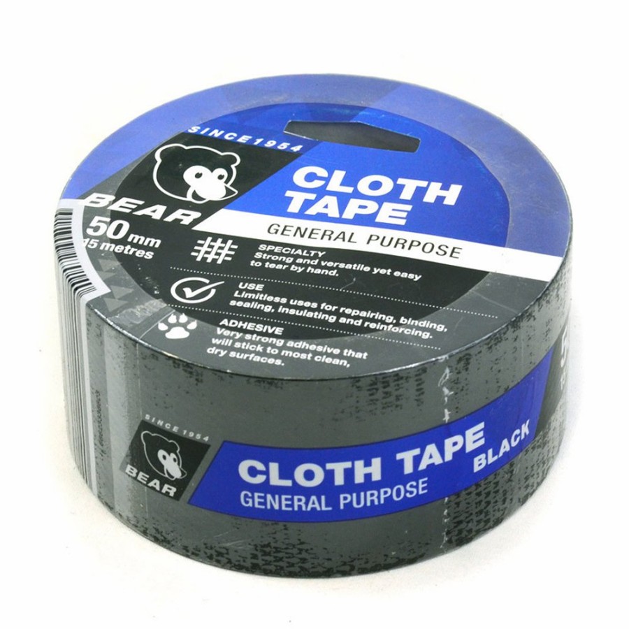 Prep & Repair Norton Cloth Tape | Norton Premium Grade Black Cloth Tape 50Mm X 15M 6 Pack