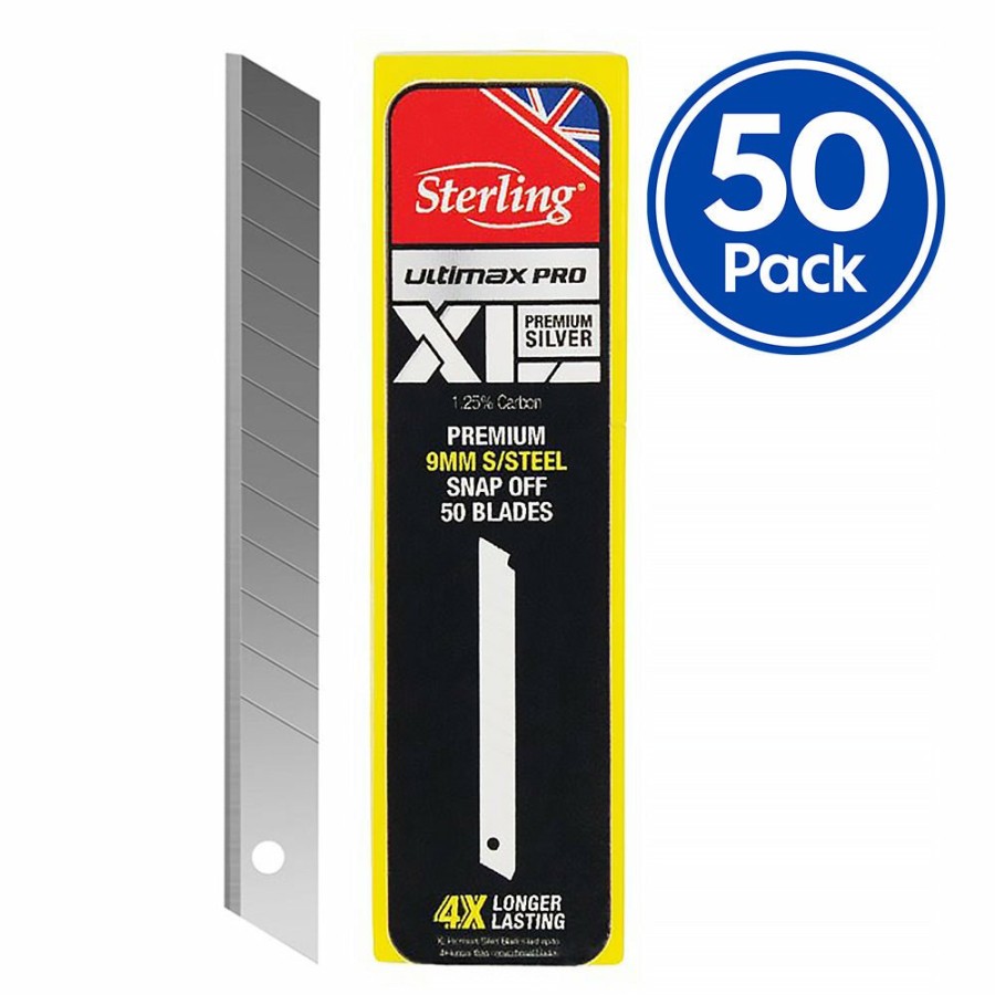 Cutting & Abrasives Sterling Razor Blades | Sterling 9Mm Small Replacement Snap Off Blades Refill X 50 Pack