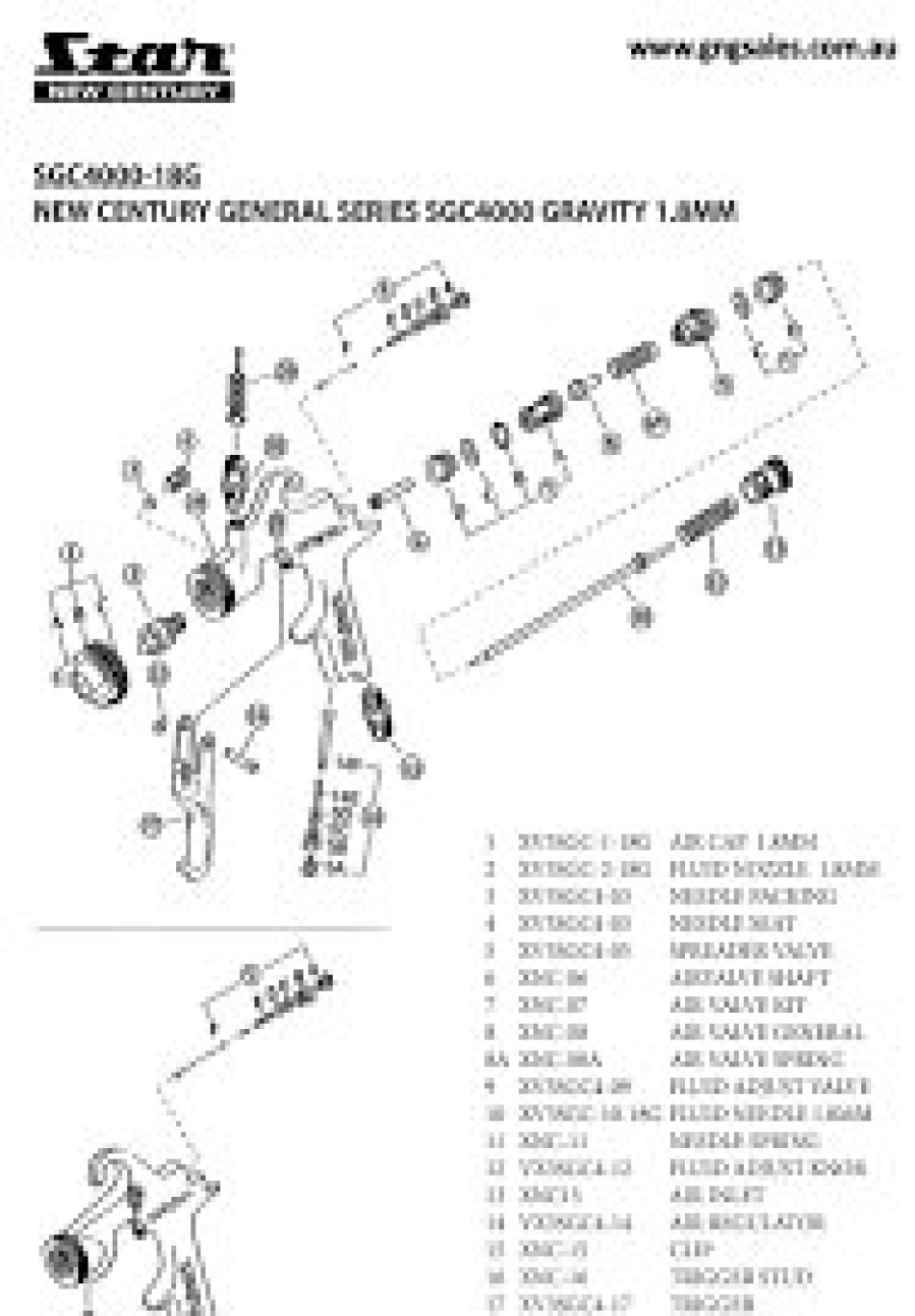 Spray Guns Star Gravity-Fed | Star New Century Sgc4000 General Series Spray Paint Gravity Gun 1.8Mm All Purpose