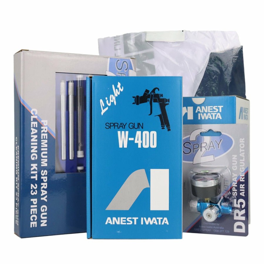 Spray Guns Anest Iwata Gravity-Fed | Anest Iwata W400 6 Piece Kit Ba2 1.3Mm Gravity Spray Gun Incl Med Suit Pot Reg