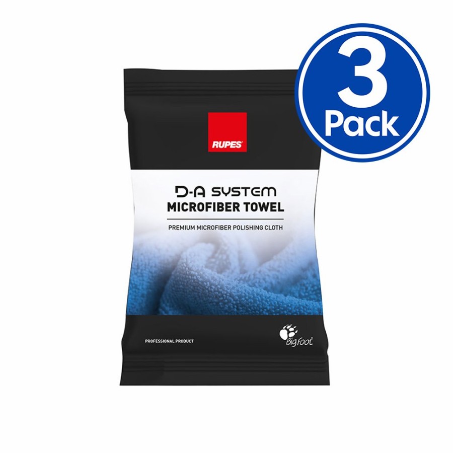 Car Care Rupes Microfibre Cloths & Towels | Rupes Premium D-A System Polishing Microfibre Towel Blue X 3 Pack 9.Bf9050