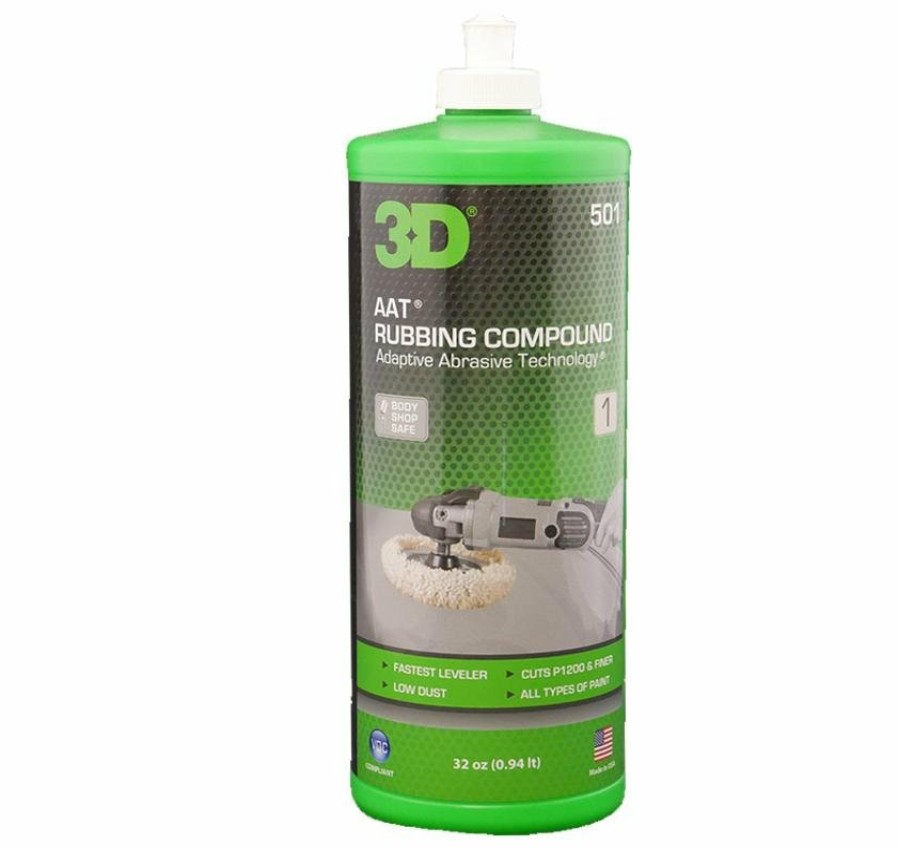 Car Care 3D Cutting Compounds | 3D Aat 501 Cutting/Rubbing Compound Step 1 Of 2 Easy Clean Polish Buffing 32Oz