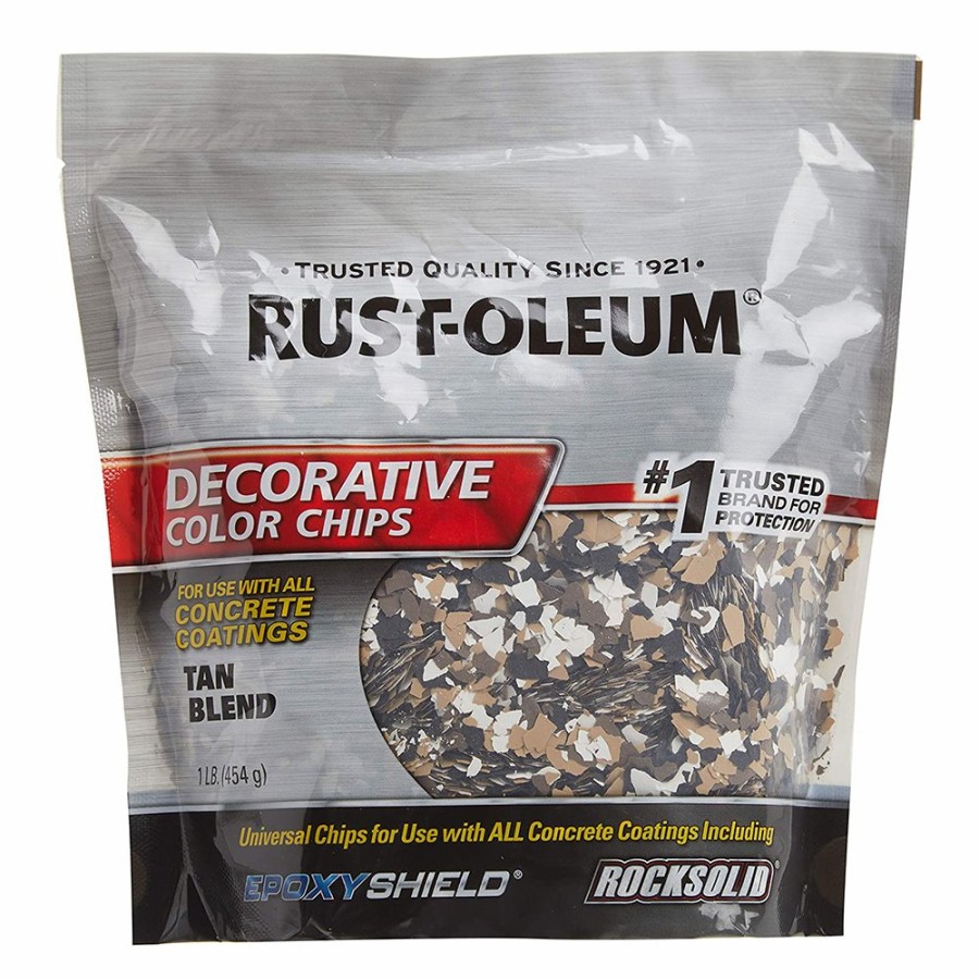 Paint Rust-Oleum Concrete Flooring Other | Rustoleum Decorative Colour Chips 454G Tan Epoxyshield Rocksolid Concrete Coating