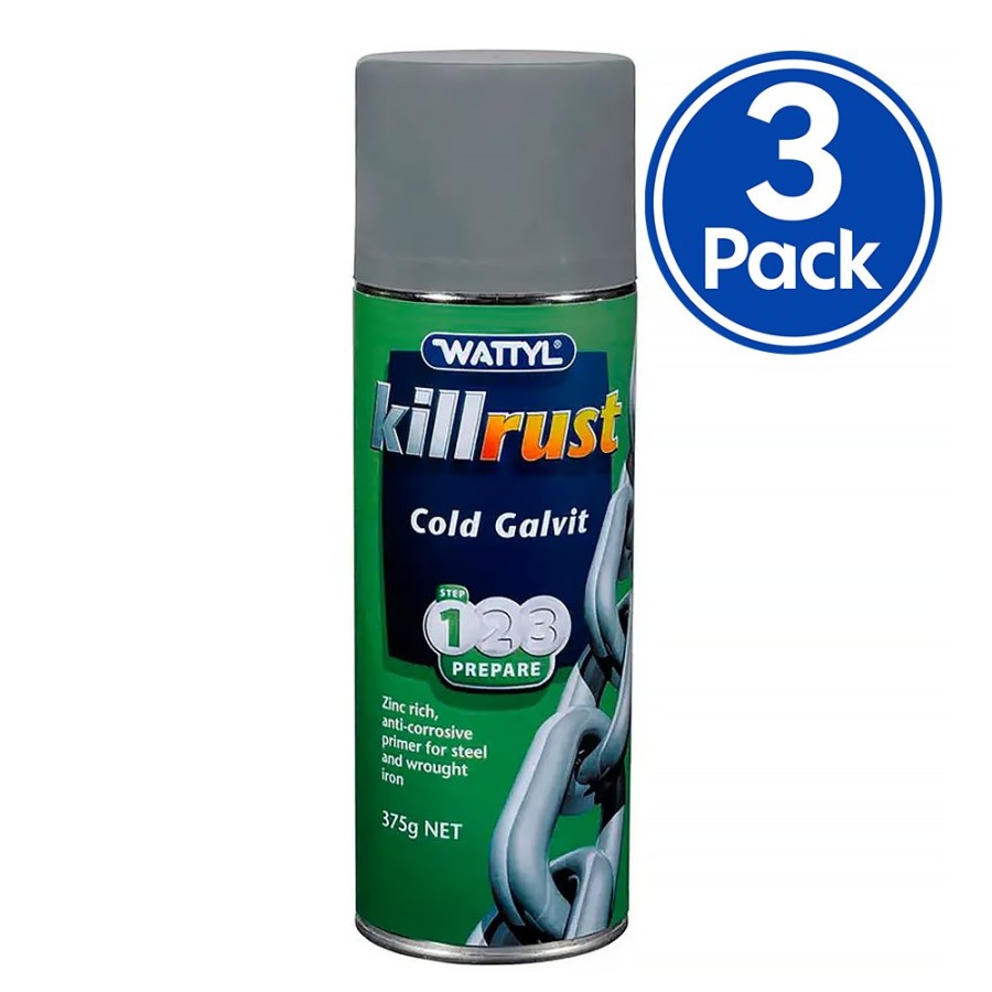 Paint Wattyl Primers & Undercoats | Wattyl Killrust Cold Galvit Galvanising Aerosol Grey 375G Corrosion Protection X 3 Pack