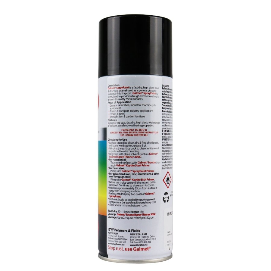 Paint Galmet Topcoats | Galmet® Quick Dry Enamel Topcoat 350G Gloss Black