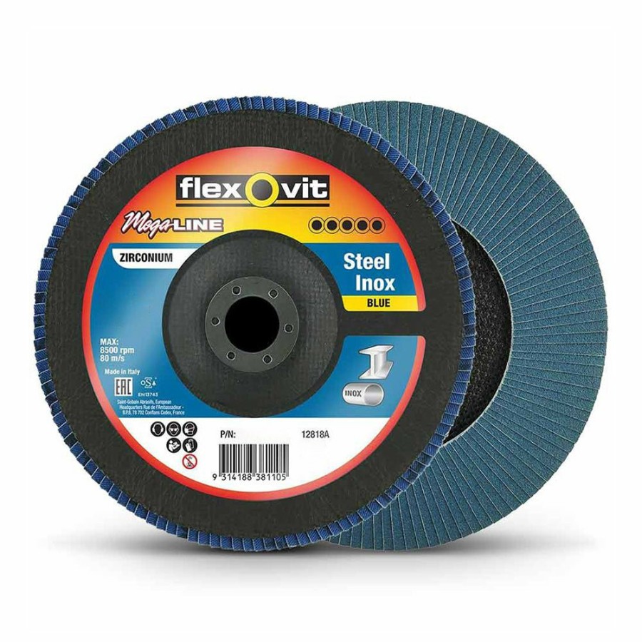 Cutting & Abrasives Flexovit | Flexovit Megaline R860 Sanding Flap Disc 125Mm X 22Mm 60 Grit Zirconia P60