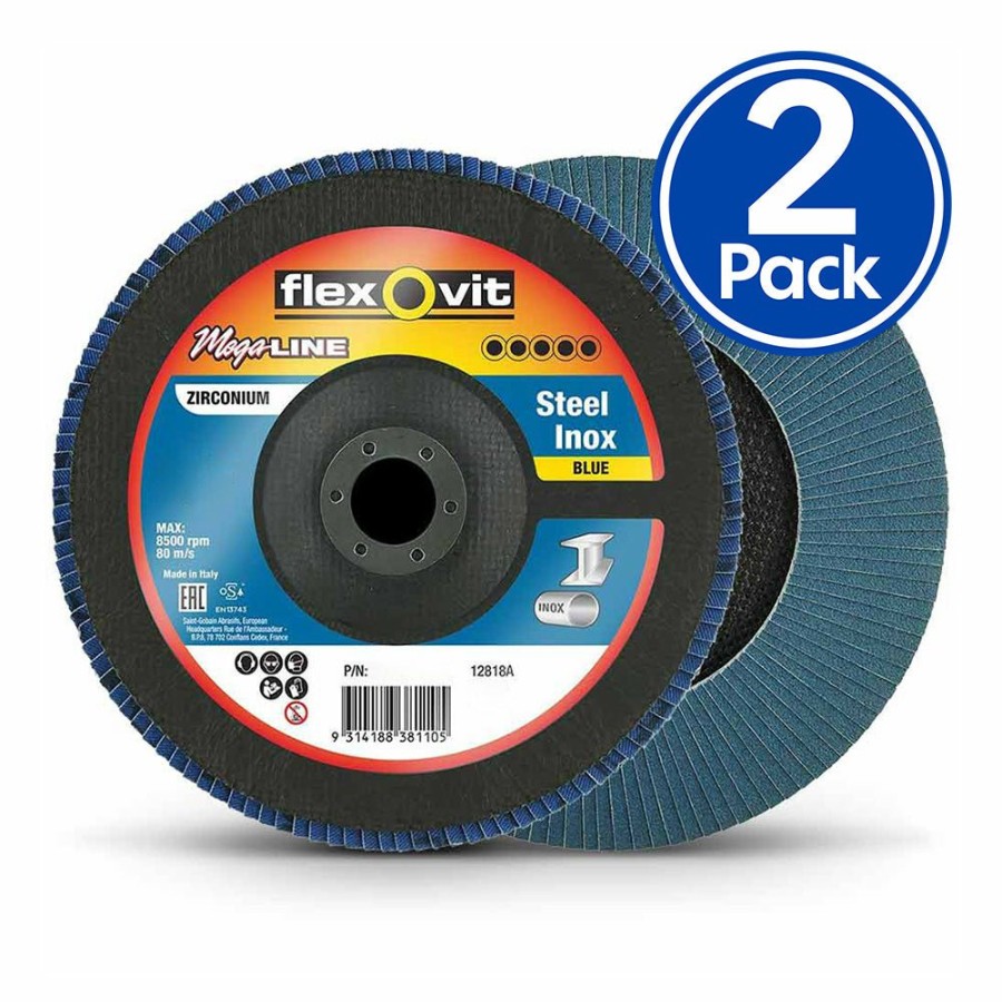 Cutting & Abrasives Flexovit | Flexovit Megaline R860 Sanding Flap Disc 125Mm X 22Mm 60 Grit Zirconia P60