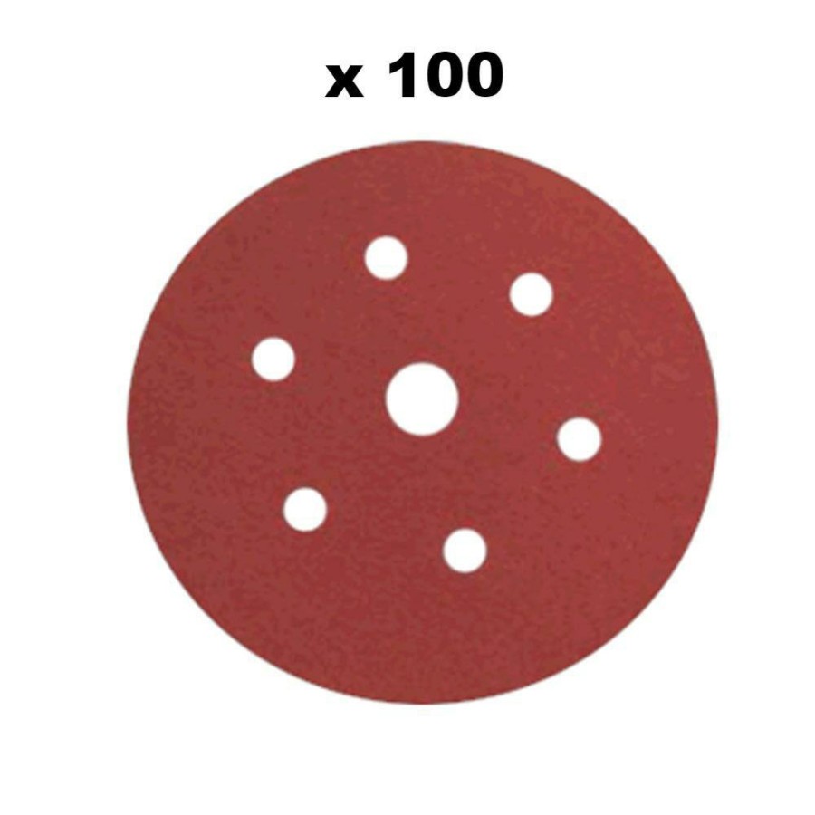 Cutting & Abrasives 3M Discs | 3M Hookit Red Dustless Abrasive Sanding Discs 7 Hole 150Mm P240 Hook & Loop Box100