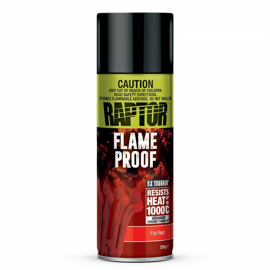 Paint U-POL Topcoats | U-Pol Raptor High Temp Flameproof Spray Paint Aerosol 295G Flat Red