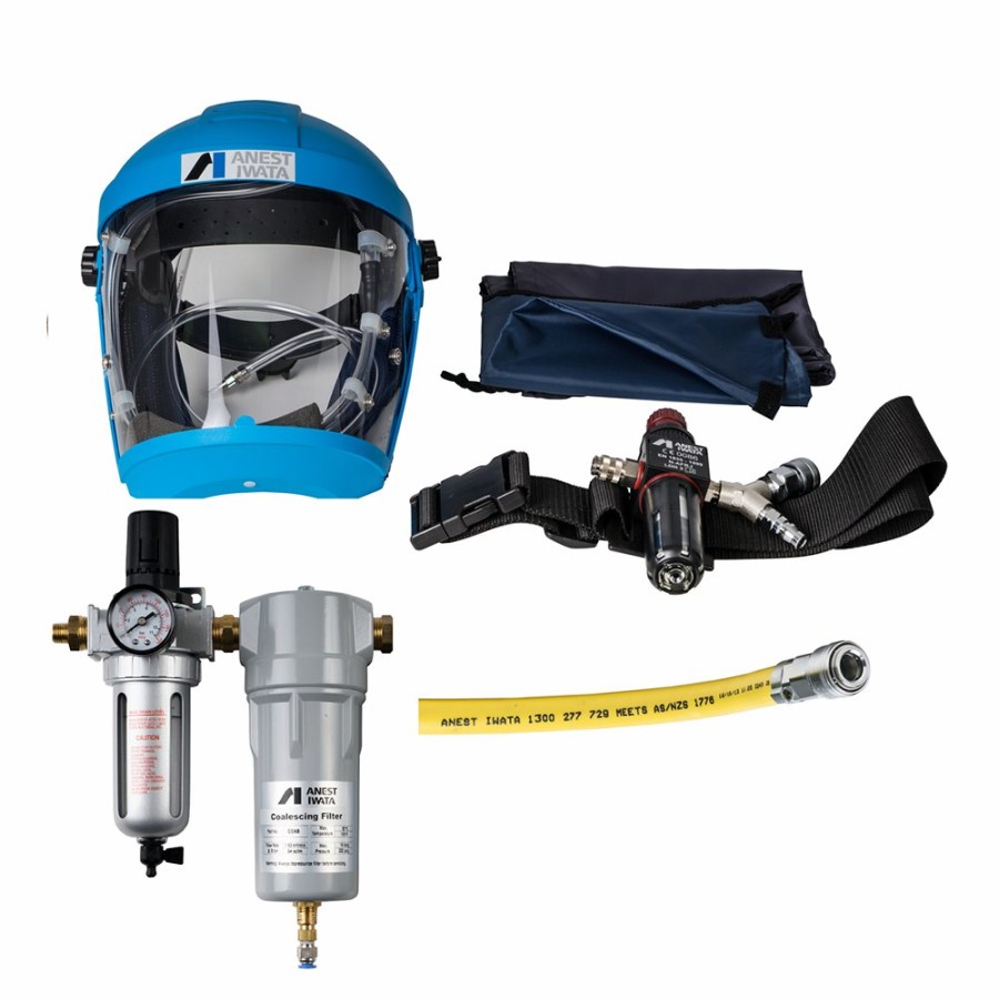 Safety Anest Iwata Full Face Respirators | Anest Iwata Af2109 - Airfed Mask Kit W/ 10M Breathing Hose, 2 Stage Filter / Coalescer