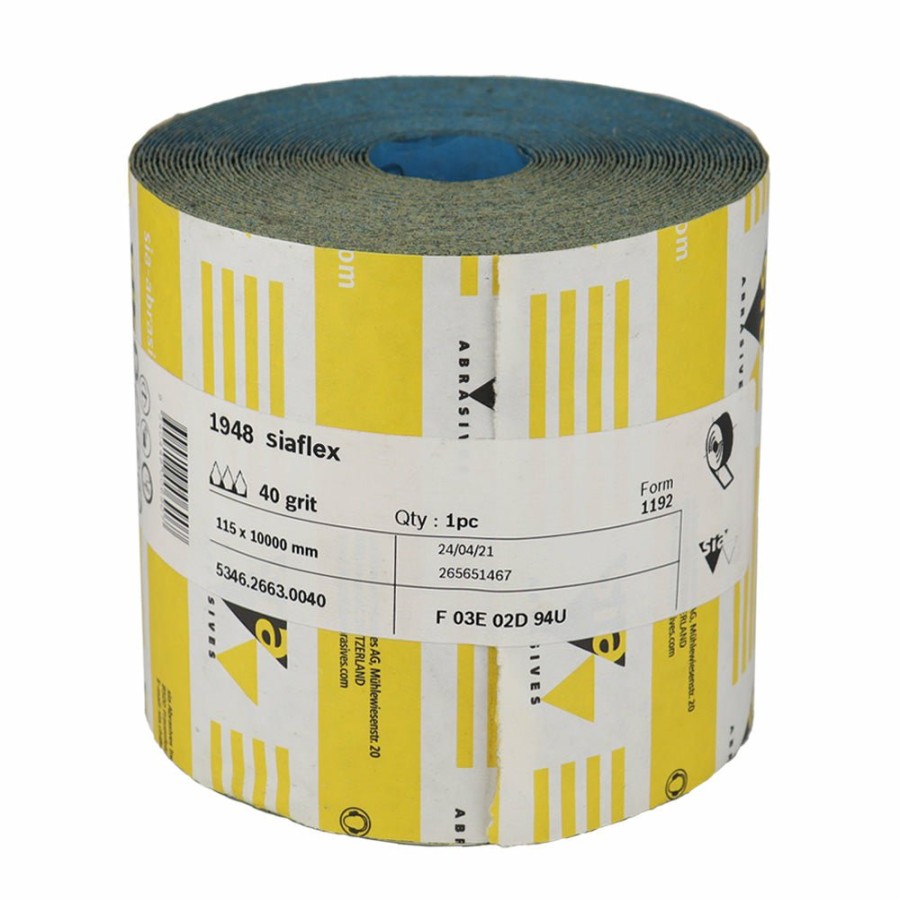 Cutting & Abrasives Sia Rolls | Sia 1948 Siaflex Sandpaper Roll 115Mm X 10M 40 Grit P40 Abrasive Sanding Paper