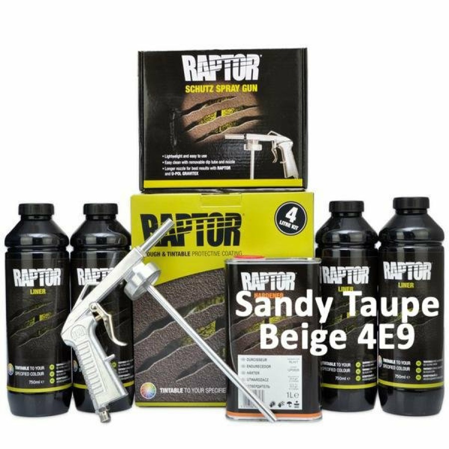 Paint U-POL Bedliner | U-Pol Raptor Tintable Sandy Taupe/Beige 4E9 Protective Bed Liner Kit 4L + Schutz