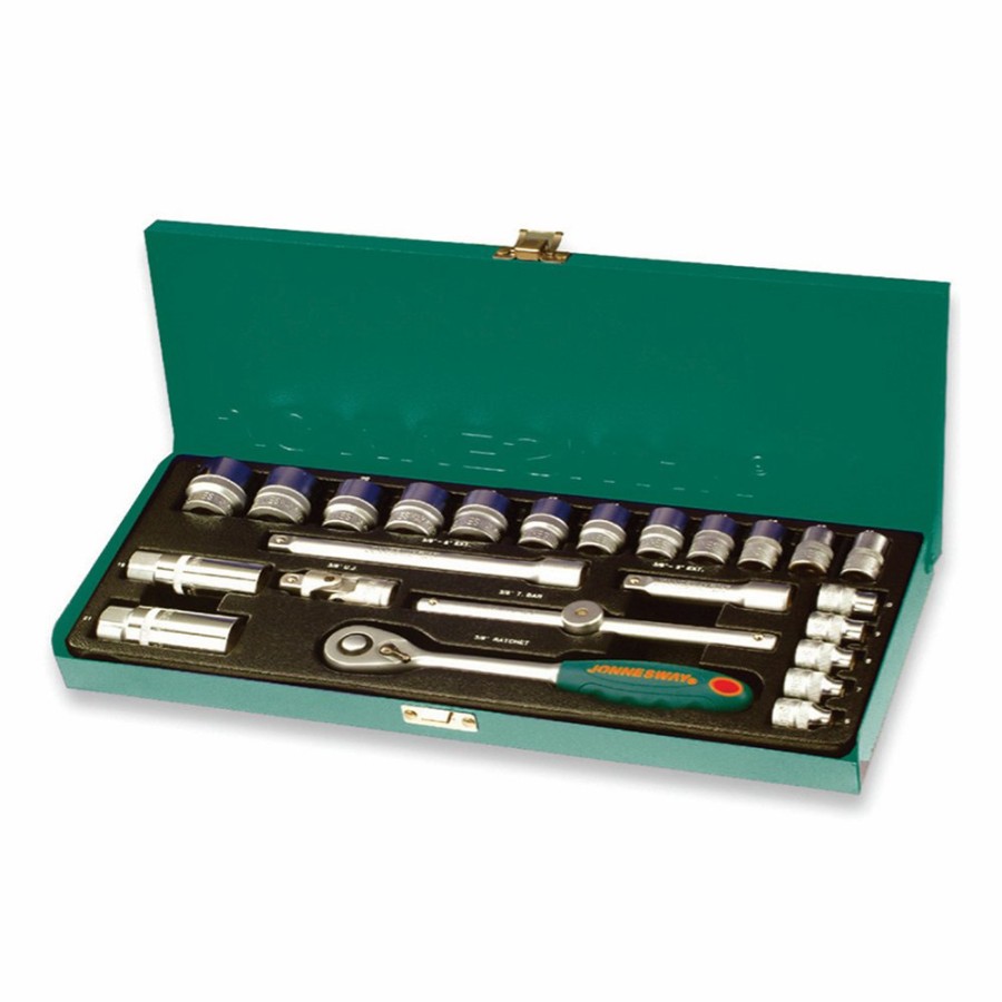 Cutting & Abrasives Jonnesway Tools | Jonnesway 25 Piece Socket Set 3/8" Drive Ratchet 6-22Mm Metric Set Extention Tools