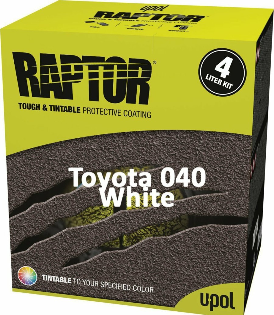 Paint U-POL Bedliner | U-Pol Raptor Tintable For Toyota 040 White Protective Coating Tub/Bed Liner Kit 4L