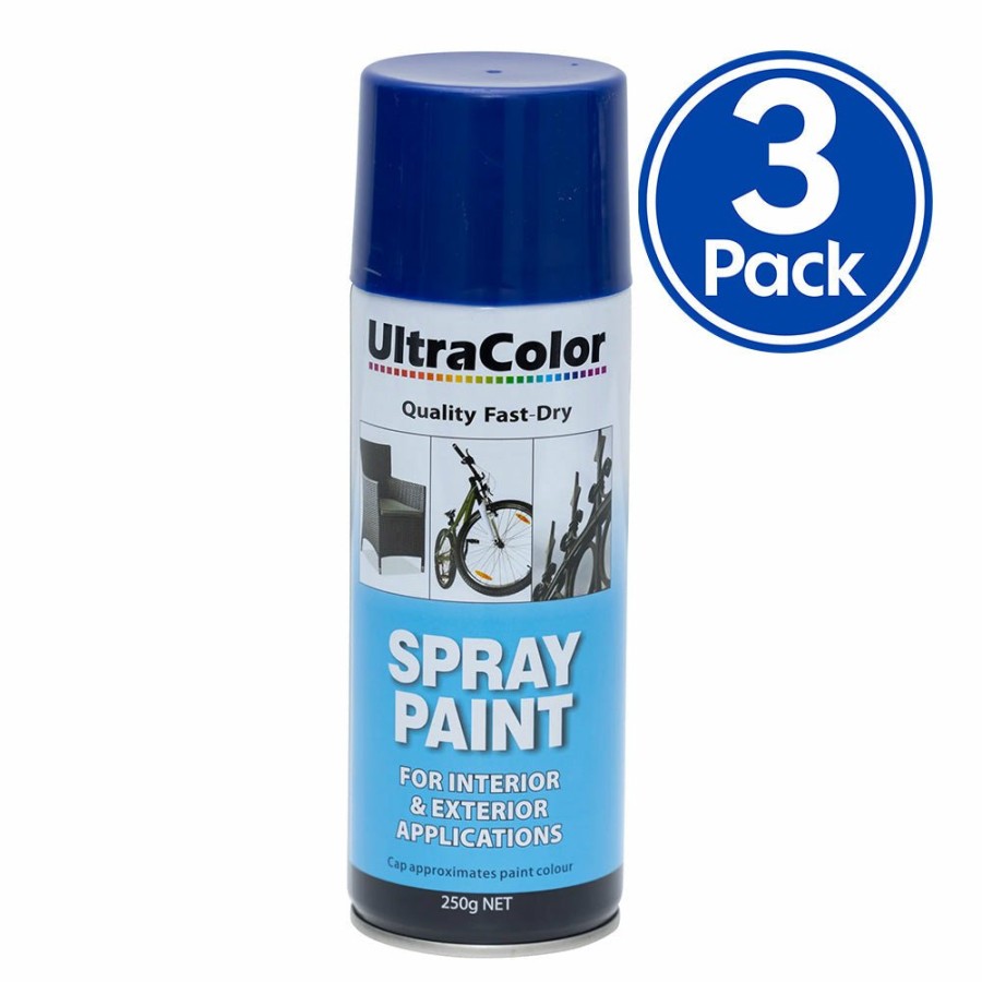 Paint UltraColor Topcoats | Ultracolor Spray Paint Fast Drying Interior Exterior 250G Navy Blue X 3 Cans