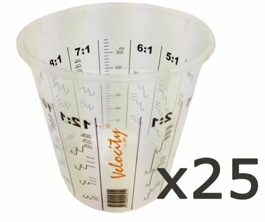 Painting Tools Velocity Measuring Cups | Calibrated Graduated Paint Mixing Cups 350Ml X 25 Vm4