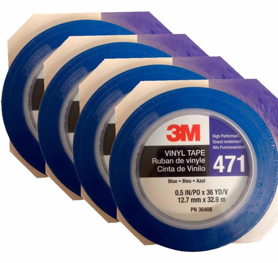 Prep & Repair 3M Fine Line Tape | 3M Fine Line Vinyl Tape 471 Blue 4 Rolls 12.7Mm X 32.9M For Edge Painting 36408