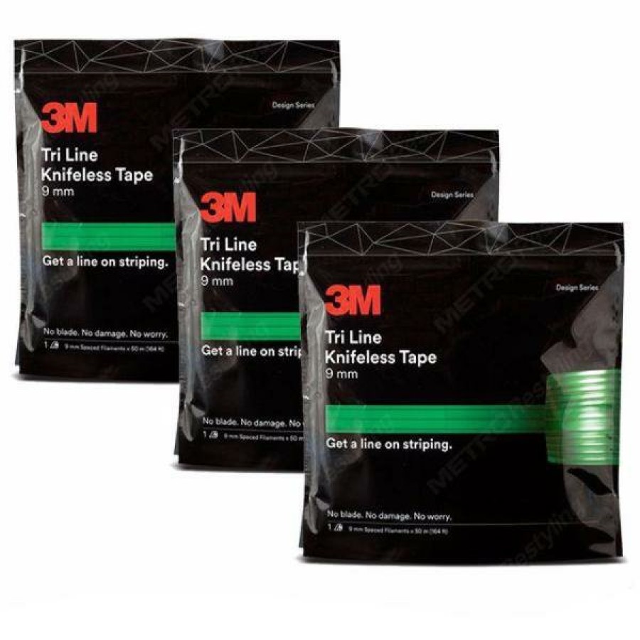 Prep & Repair 3M Fine Line Tape | 3M Tri Line Knifeless Tape Kts-Tl9 Green 9Mm X 50M Spaced Filaments X 3 Rolls