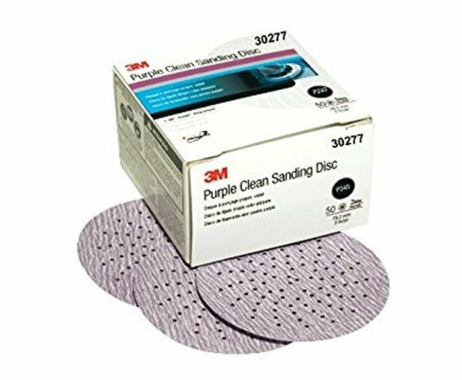 Cutting & Abrasives 3M Discs | 3M 30277 Purple Clean Sanding Hookit Disc 3'' 76Mm Grit P240 Box Of 50 Marine