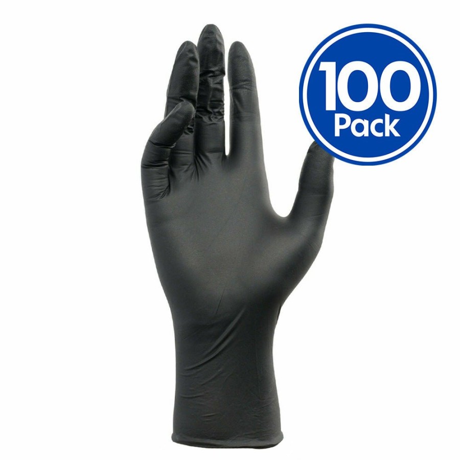 Safety Proval Nitrile Gloves | Proval Blax Pf Heavy Duty Powder Free Black Nitrile Gloves X 100 Pack