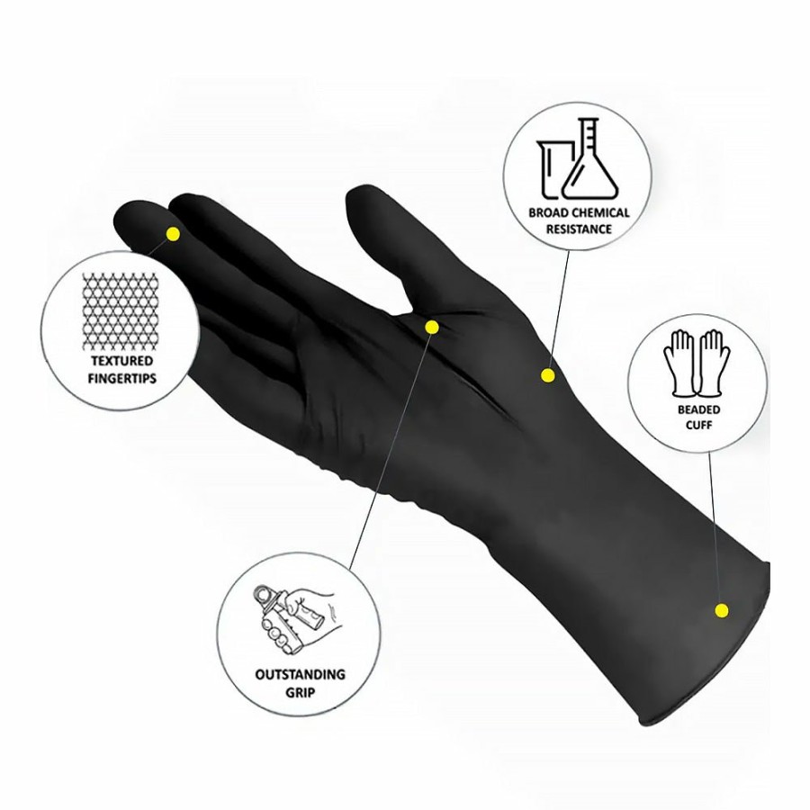 Safety Proval Nitrile Gloves | Proval Blax Pf Heavy Duty Powder Free Black Nitrile Gloves X 100 Pack