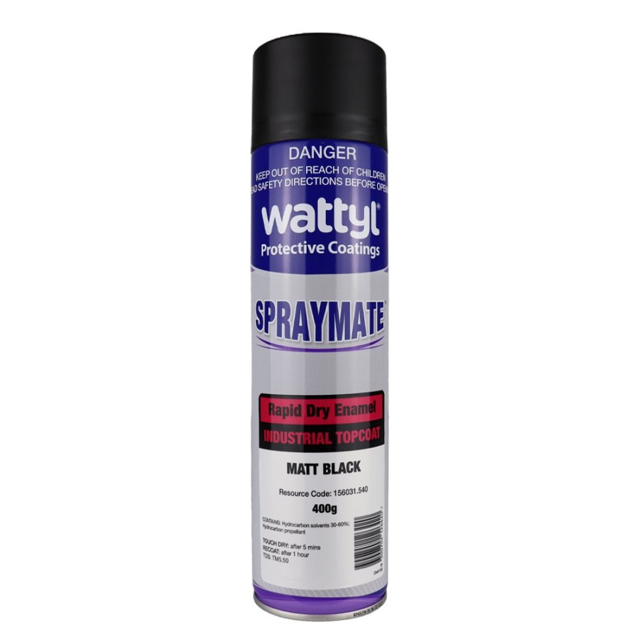 Paint Wattyl Topcoats | Wattyl Spraymate Industrial Quick Dry 1K Enamel Topcoat 400G Aerosol Matt Black