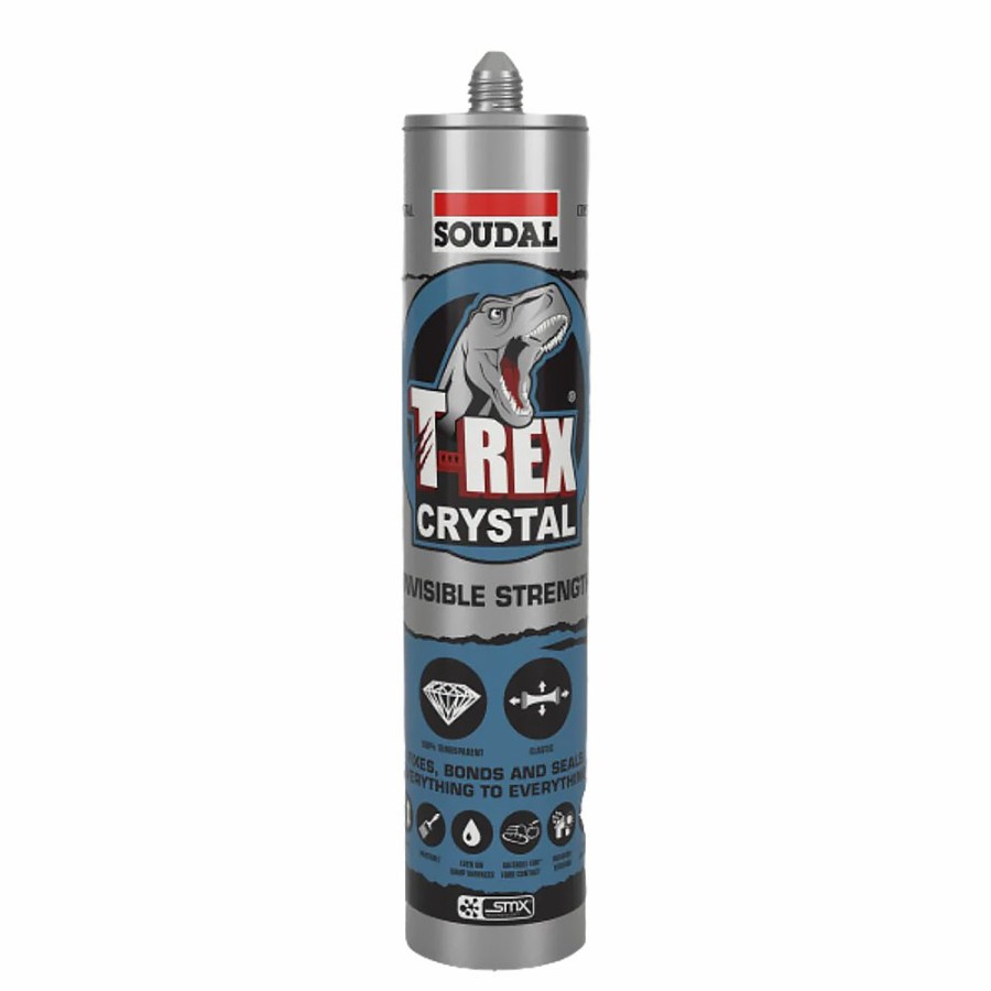 Adhesives & Sealants Soudal Adhesive/Sealants | Soudal T-Rex Power Fast Grab Crystal Clear High Strength Adhesive 290Ml Cartridge