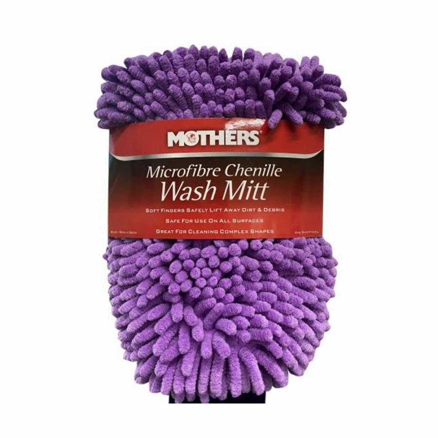 Car Care Mothers Microfibre Cloths & Towels | Mothers Microfibre Chenille Wash Mitt Soft Bug Scrub Mesh Lift Away Dirt & Debris