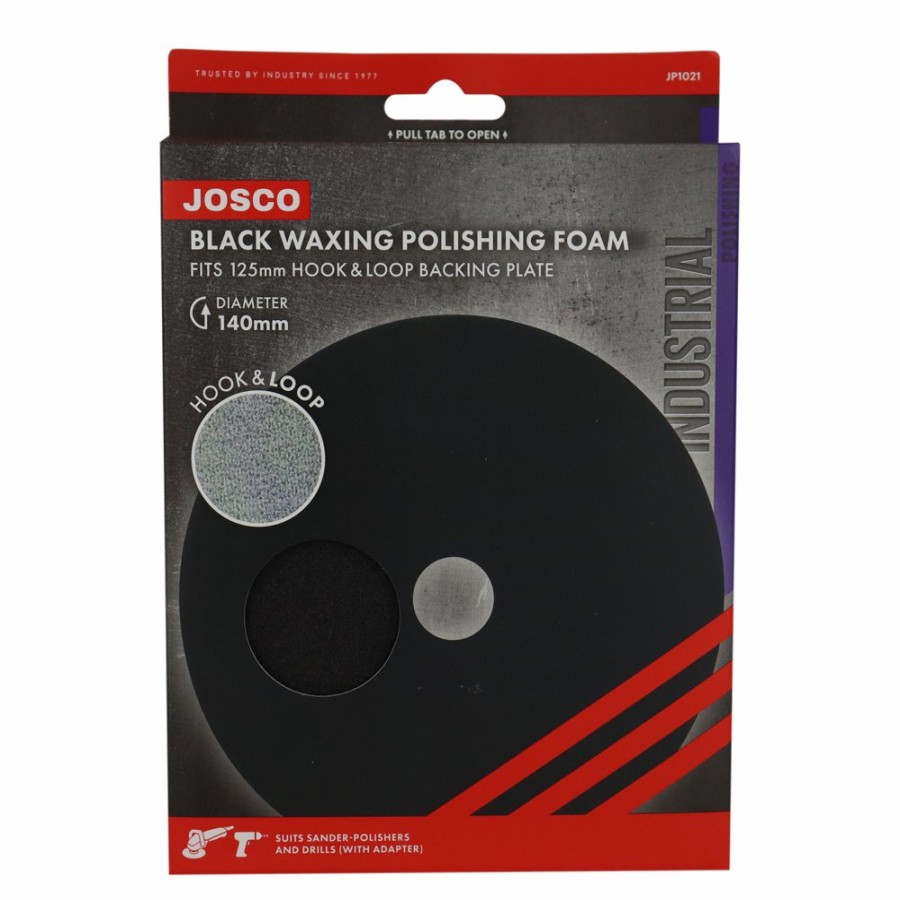 Car Care Josco Waxing Pads | Josco Black Waxing Polishing Foam Pad 140Mm Hook & Loop Industrial Jp1021