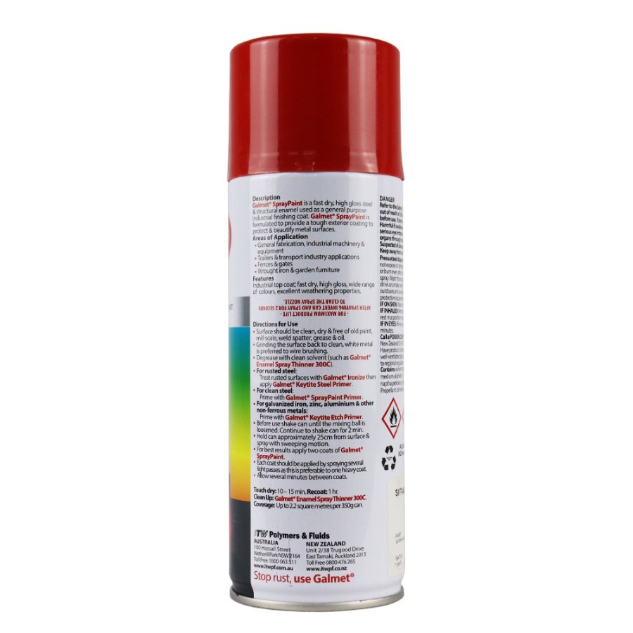 Paint Galmet Topcoats | Galmet® Quick Dry Enamel Topcoat 350G Gloss Signal Red