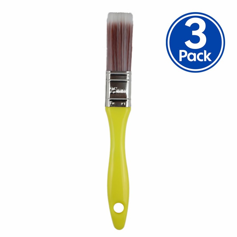 Painting Tools C u0026 A Brushware | C&A Yellow Brush 25Mm X 3 Pack Varnish Paint Interior